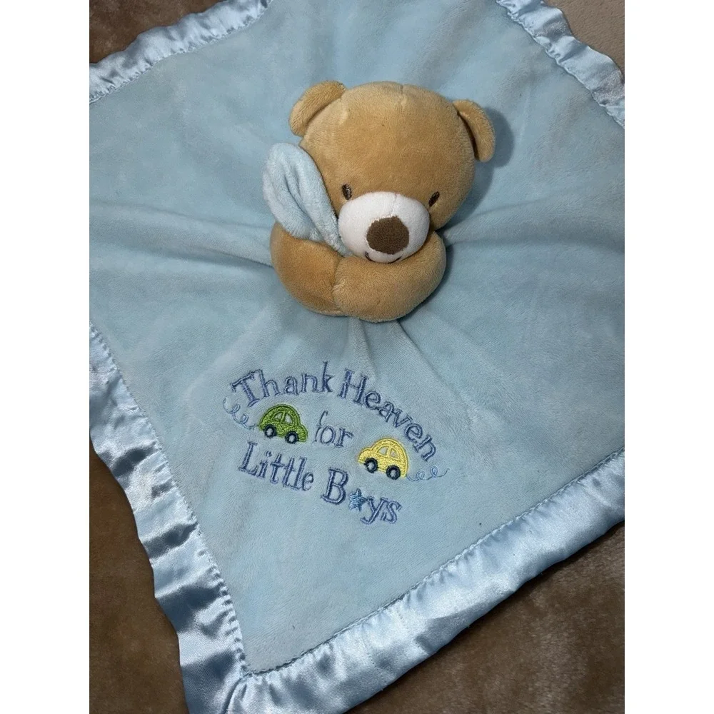 Baby Starters Lovey Thank Heaven For Little Boys Bear Blue Rattle Security Blank